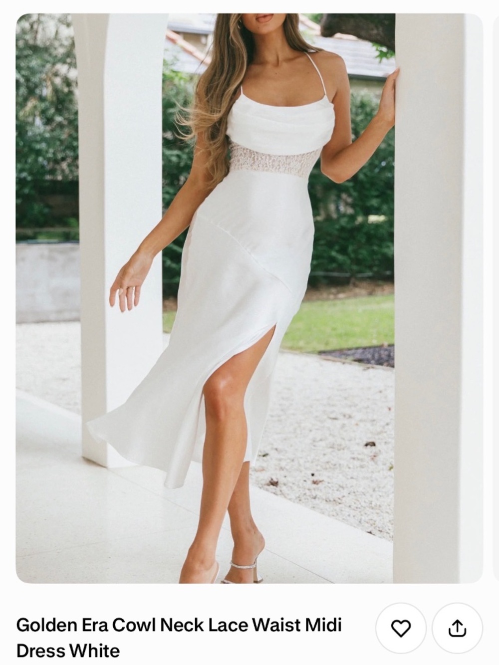 Golden Era Cowl Neck lace Waist Midi